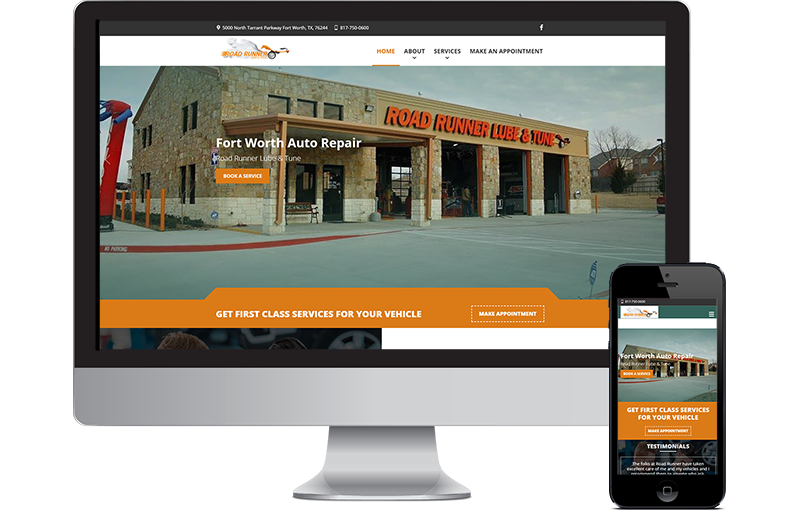 Auto Repair Website for Road Runner Lube and Tune