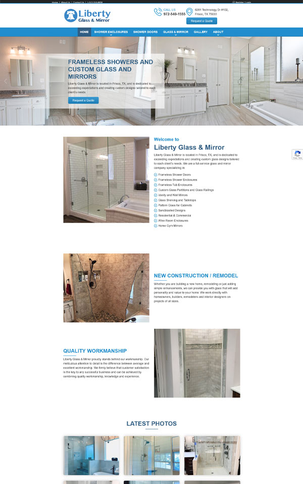 Website design for Liberty Glass