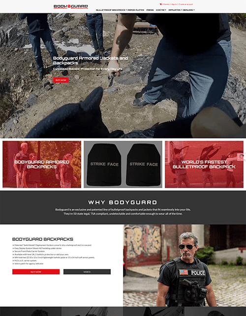 Bulletproof backpack website designs