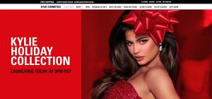 Kylie Jenner modeling holiday lip color