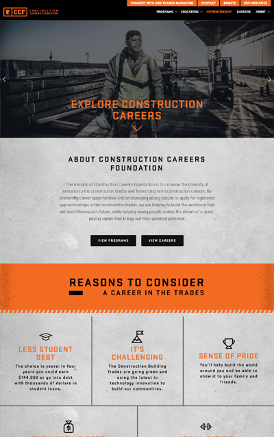 Construction Career Website Design by Seota Digital Marketing Frisco, TX - Phoenix, AZ - Dallas, TX