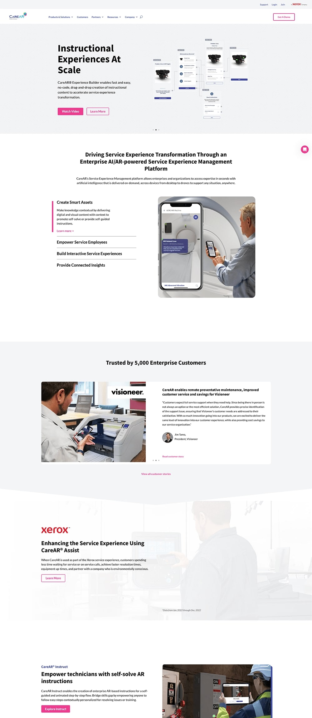 CareAR website owned by Xerox designed and developed by Seota