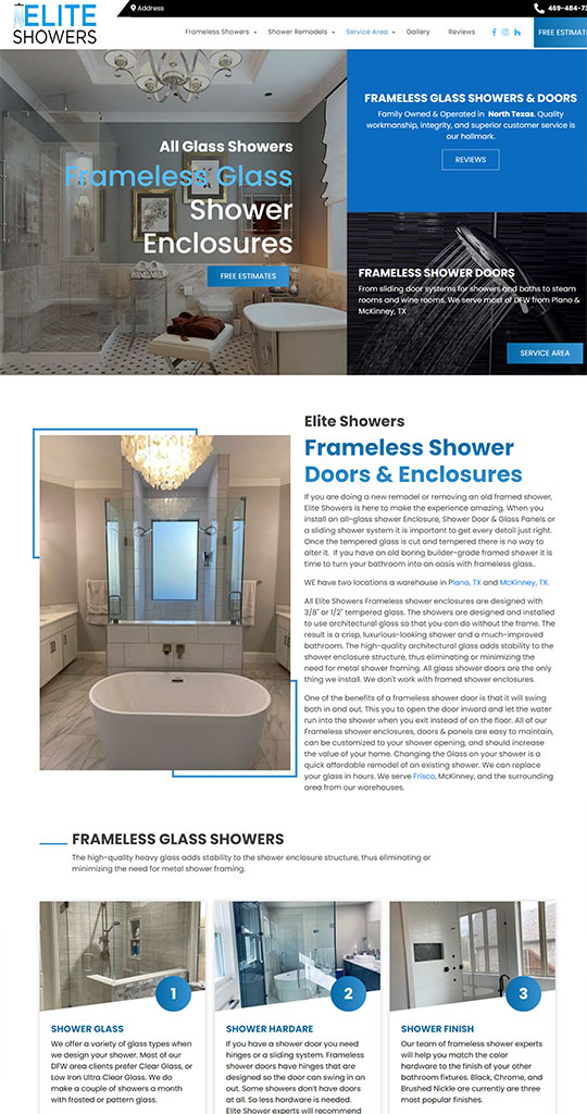 Elite Showers Web Design