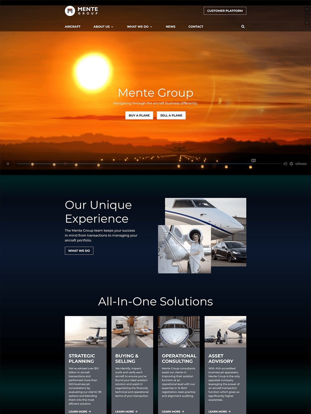 Mente Group Aviation Sales Website Designed By Seota Digital Marketing Frisco, TX