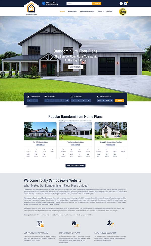 thumbnail of WooCommerce website designed to sell barndominiums online