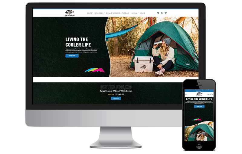 Custom Shopify Website for Texas Cooler Manufacturer shown in responsive mode