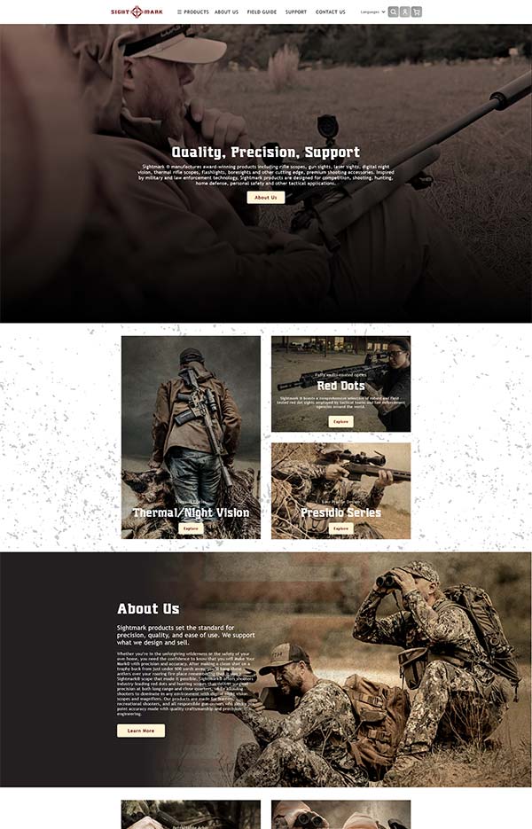 Sightmark Shopify Plus website featured image designed and developed by Seota